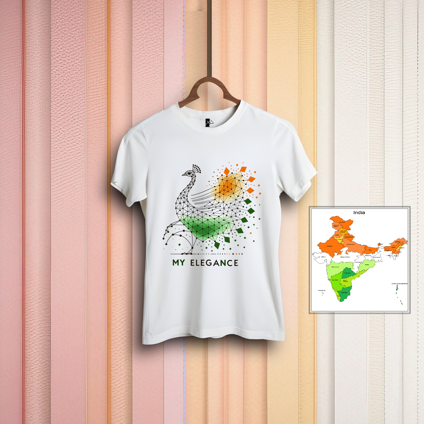 Women’s T-shirt Round Neck Classic: My Elegance + India Map Puzzle